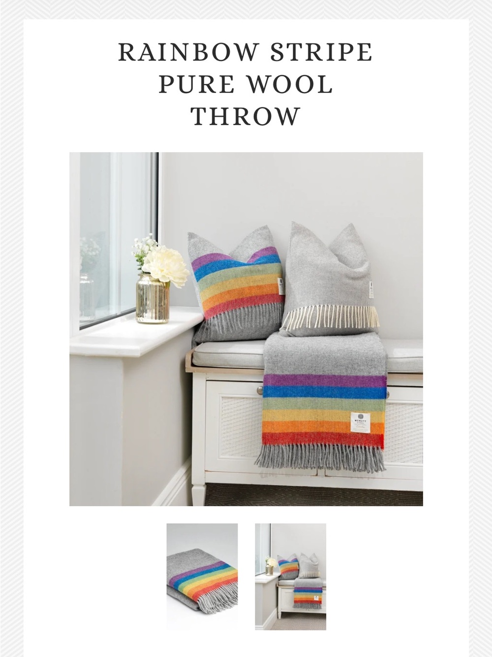 Mcnutt of Donegal woven in Ireland wool herringbone rainbow throw blanket